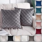 12  16  18  20  22  24  Velvet Checked Solid Cushion Cover Tartan Pillow Case