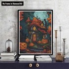 5d Diamond Art Kits For Adults Halloween  Diy Diamond Painting Art Pumpkin House