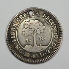 1824 Central American Republic 1 Real Sunface Silver 1 Real Holed Scarce  j178