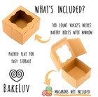 100 Pcs 4x4x2 5  Brown Bakery Boxes Window Mini Cake Pastry Boxes