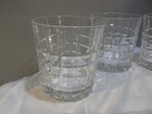 Tiffany   Co  Plaid Pattern Double Old Fashioned Whiskey Crystal Glasses Set 4
