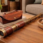 Antique Brass Pirate Telescope 18      Vintage Nautical Spyglass With Leathe