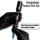 Professional Poseidon Wireless Tattoo Machine Kit Rotary Cartridges Pen Needles