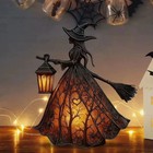 Halloween Witch Lamp Resin Handicrafts Decor Table Centerpiece Sign For Home