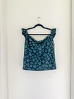 Albion Soft Petal Ruffle Tankini Top   High-waisted Bottoms Green black Xl Nwt