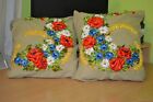 Set 2 Ukrainian Handmade Embroidered Pillow Cover Ribbon Embroidery  Custom Size