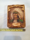 Cherokee Chief Native American Cigarette Holder   Card Box 1946 Syroco Faux Wood