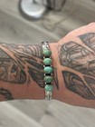 Sterling Silver Native American Sw 5 Stone Turquoise Solid Stacker Cuff Braclet
