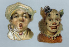 1880s Character Faces Victorian Emboss Die Cut Scrap Antique Clown Chef Monocle