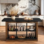 Kitchen Island 62 6  Farmhouse 6-cubby Metal Foot Rail Butcher Block Counter