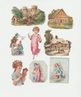 C 1890 Lot 8 Victorian Building Castle Free Mason Angel Paper Scrap Scrapbook