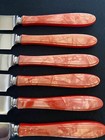 Grosvenor 1921 Community Oneida Set Of 6 Knives Red Jewel Bakelite Handle Rare