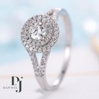 Moissanite Double Halo Engagement Ring 2 65 Carat Round Cut Solid 14k White Gold