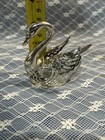 Beautiful Antique Silver Plated And Crystal Swan Salt Cellar W spoon