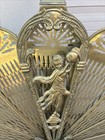 Vintage Victorian Brass Peacock Fireplace Screen Hearth Fan