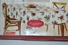 New Nip Christmas Holiday Tablecloth Poinsettia Holly Oblong 60x120  Washable