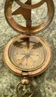 Antique Pocket Sundial Vintage Compass New Push Button Full Brass 2 