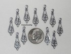  3415 Antiqued  925 Sterling Silver Plated Filigree Teardrop W hang Ring- 12 Pcs