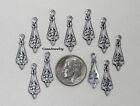  3415 Antiqued Sterling Silver Plated Filigree Teardrop W hang Ring - 12 Pcs
