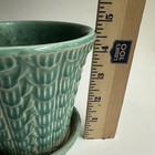 Vtg Green Aqua Nelson Mccoy Flower Pot Planter Fish Scale 4 75 Inch Pottery Vase