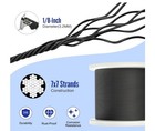 Black Stainless 450ft Marine Grade Steel Cable 7x7 Strand Construction