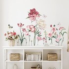  Pink Peony Rose Floral Wall Stickers Garden Flower Peel And Stick Wall Art 