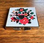 Pretty Vintage Asian Floral Compact Goldtone Mirror Made In Japan