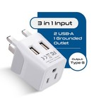Ceptics Usa To Uk  Hong Kong Travel Adapter Plug - Type G - Dual Usb  ctu-7 