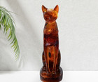 Rare Ancient Egyptian Antiques Statue Goddess Bastet Cat Of Amber Stone Egypt Bc