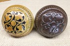 2 Old Door Knobs Square Shaft Set Of Brass   Iron Vintage 1900 Flowers Victorian