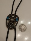 Vintage Alpaca Silver Turquoise Bolo Tie