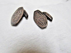 Antique Pair Cufflinks Mexican Taxco Sterling Silver Engraved Oval Chain Style