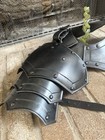 Medieval Steel Pauldrons   Gorget Set     Blackened Armor Shoulder Guard Larp