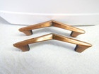 Two Vintage Nos Antique Copper Chevron Drawer Pulls Cabinet Door Handles