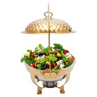 4 5l Round Stainless Steel Chafing Dish Gold Buffet Server With Hanging Lid