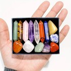 14pcs Pointed Quartz Crystal Chakra Healing Stones And Crystals Set Hexagon Rose