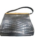 Vntg Sacha France Embossed Black Patent Purse Handbag