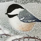 Norman Brumm Enamel On Copper Winter Chickadee Bird 8      Plate  Vintage Christmas