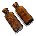 2 Diff  Antique Iodine Skull   Crossbones Dominion Glass Poison Bottle Tinct Liq