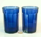 Vintage France Luminarc 10 Panel Cobalt Blue Tumbler Glasses 5 5    Set Of Two