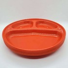 Plastic 14-piece Orange Camping Dish Set Divided Plates Knives Cups Vintage