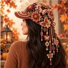 New Handmade Crocheted Autumn Flower Hat