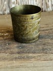 Antique Brass Etched Drinking Cup Shot Indian Cup Decor Vintage 2  Tall
