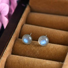 Healing Labradorite Stud Earrings Minimalist Natural Gemstone Jewelry Gifts