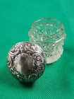 English Sterling Silver   Cut Crystal Vanity Jar W  Hallmarks 1899 Chester Uk