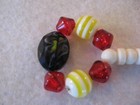 Vintage White Lace Making Bobbin  Spangled Approx 4  W black red yellow