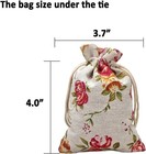 Fasoty Lot Of 24 Rose Drawstring Bags Burlap Flower Pouch Bags Linen Gift Bag   