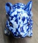Vintage Porcelain Bunny Rabbit Figurine Floral Chintz Blue   White Great Eyes