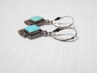 Petite Vintage Mexican   Southwestern Sterling Silver Turquoise Dangler Earrings