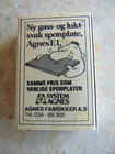 Nitedals Hjelpestikker Matchbox agnes Fabrikker A s system Agnes norway